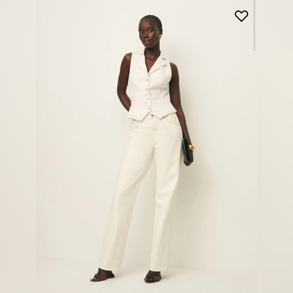 NWT Reformation Nova Denim Vest in Fior Di Latte Size 6 - Picture 4 of 8